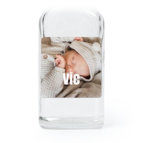 Fiole en verre transparent avec autocollant carré - Lot de 12