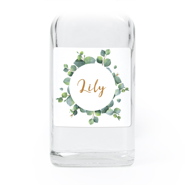 Mini bottles with square stickers – Set of 12