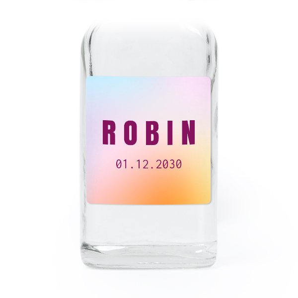 Fiole en verre transparent avec autocollant carré - Lot de 12