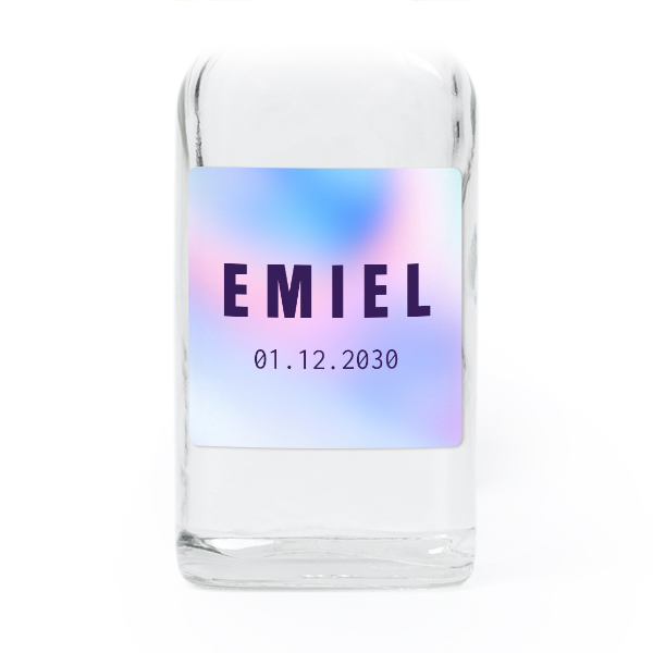Fiole en verre transparent avec autocollant carré - Lot de 12