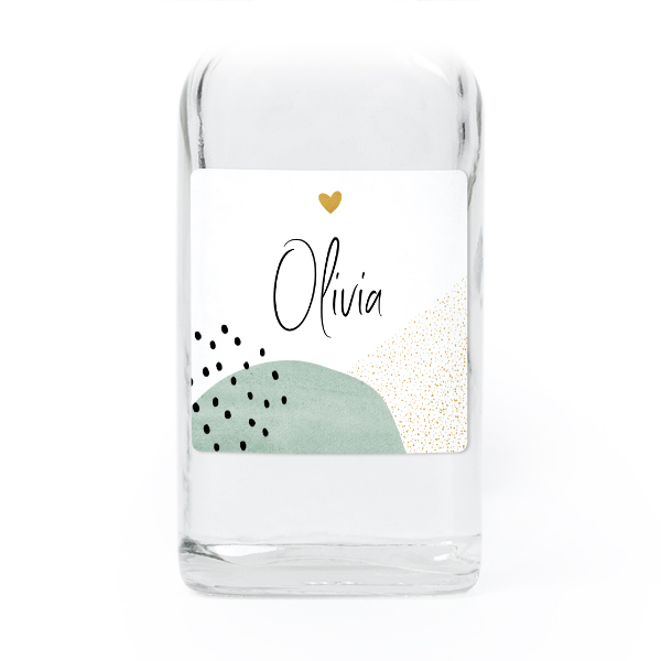 Mini bottles with square stickers – Set of 12