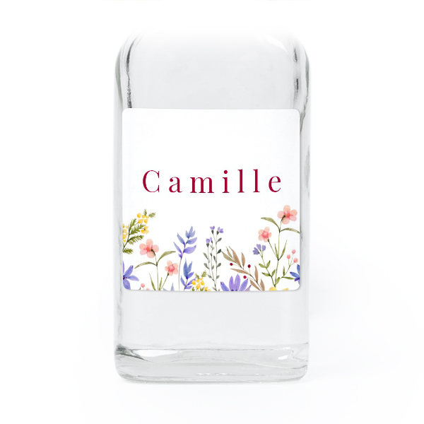 Fiole en verre transparent avec autocollant carré - Lot de 12 Fiole en verre transparent avec autocollant carré - Lot de 12