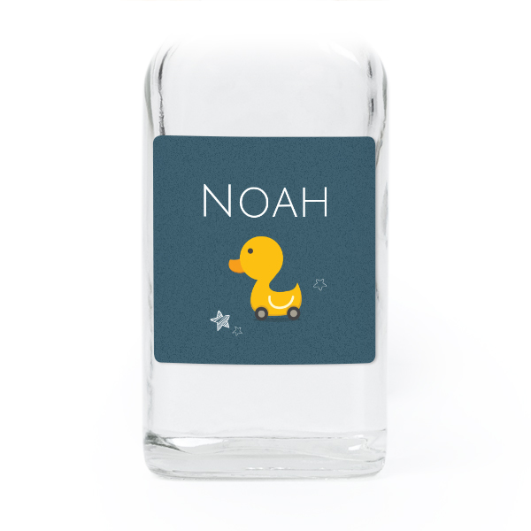 Små glasflaskor med fyrkantiga klistermärken – 12 st