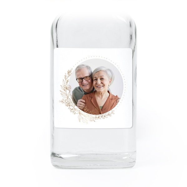 Fiole en verre transparent avec autocollant carré - Lot de 12 Fiole en verre transparent avec autocollant carré - Lot de 12