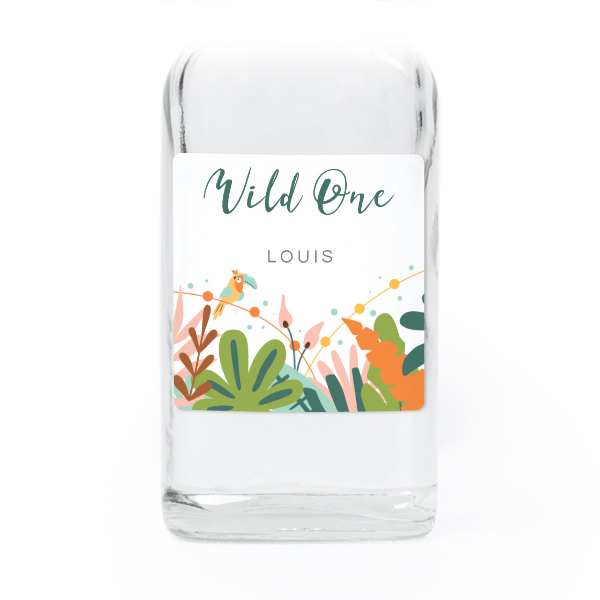 Pienet lasipullot neliskulmaisilla tarroilla – 12 kpl