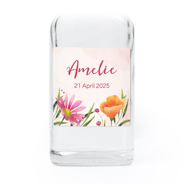 Mini bottles with square stickers – Set of 12