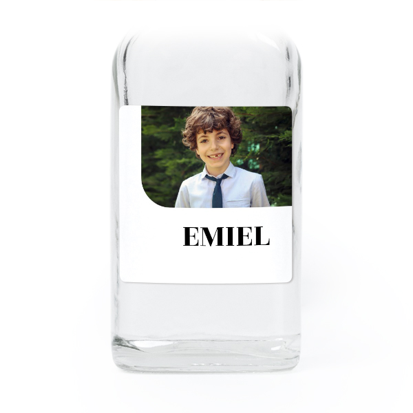 Fiole en verre transparent avec autocollant carré - Lot de 12