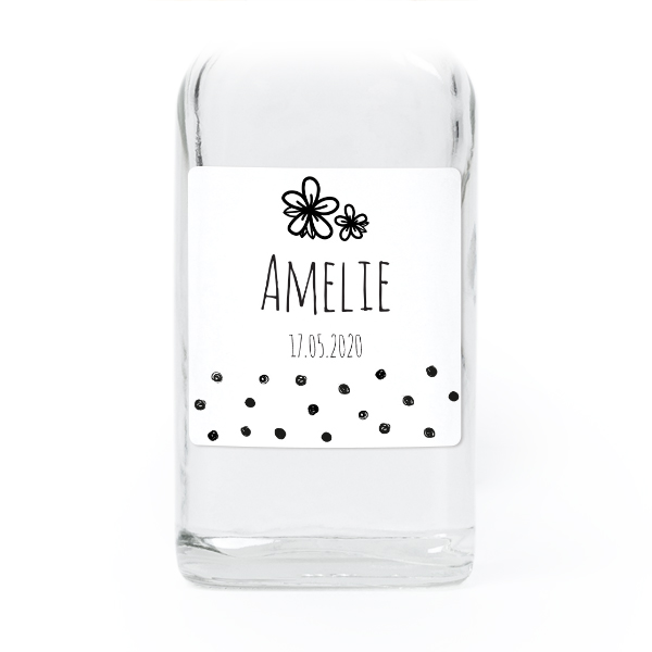 Fiole en verre transparent avec autocollant carré - Lot de 12 Fiole en verre transparent avec autocollant carré - Lot de 12