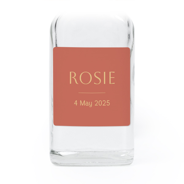 Fiole en verre transparent avec autocollant carré - Lot de 12 Fiole en verre transparent avec autocollant carré - Lot de 12