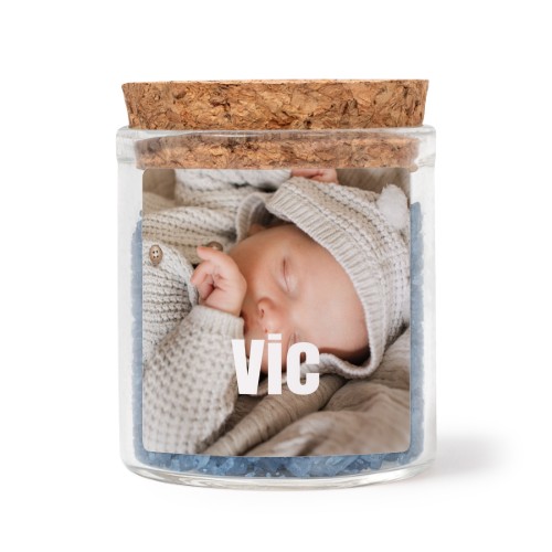Mini bocal avec stickers carrés et sel de bain bleu (lot de 12)