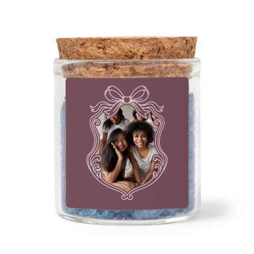 Glass jars with square stickers and blue bath salt - set of 12