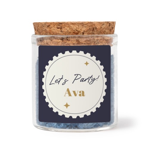 Glasskrukker med kvadratiske klistremerker og blått badesalt - 12 stk Glasskrukker med kvadratiske klistremerker og blått badesalt - 12 stk