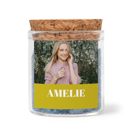 Lasipurkit neliö tarroilla ja sinisellä kylpysuolalla - 12 kpl