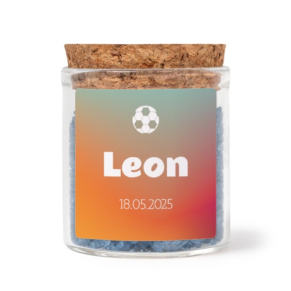 Mini bocal avec stickers carrés et sel de bain bleu (lot de 12)