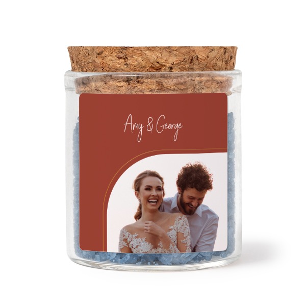 Mini bocal avec stickers carrés et sel de bain bleu (lot de 12) Mini bocal avec stickers carrés et sel de bain bleu (lot de 12)