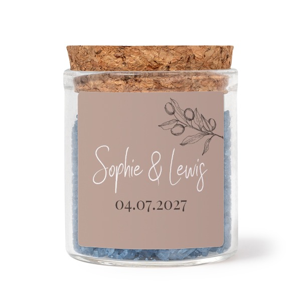 Mini bocal avec stickers carrés et sel de bain bleu (lot de 12)