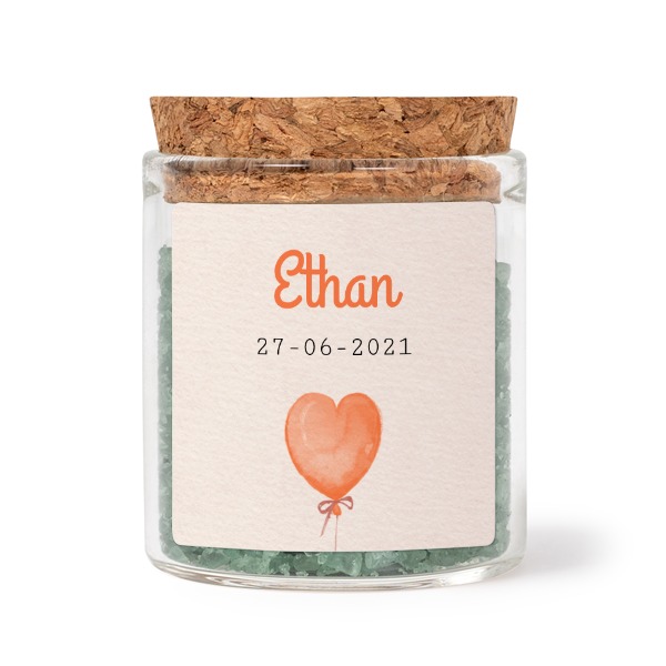 Glasburkar med fyrkantiga klistermärken och grönt badsalt - 12 st