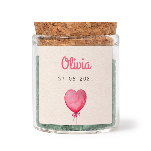 Glasburkar med fyrkantiga klistermärken och grönt badsalt - 12 st