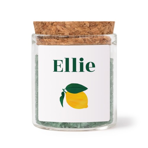 Glazen potjes met vierkante stickers en groen badzout (set van 12)