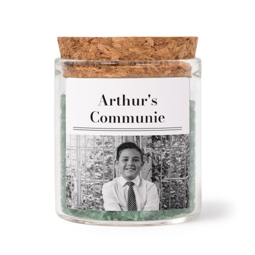 Bokaaltjes met vierkante stickers en groen badzout (set van 12)