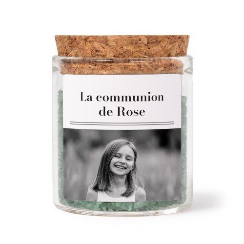 Mini bocal avec stickers carré et sel de bain vert (lot de 12)