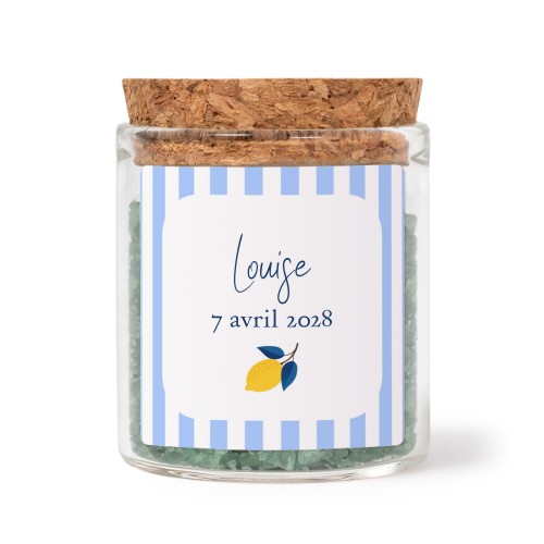 Mini bocal avec stickers carré et sel de bain vert (lot de 12)