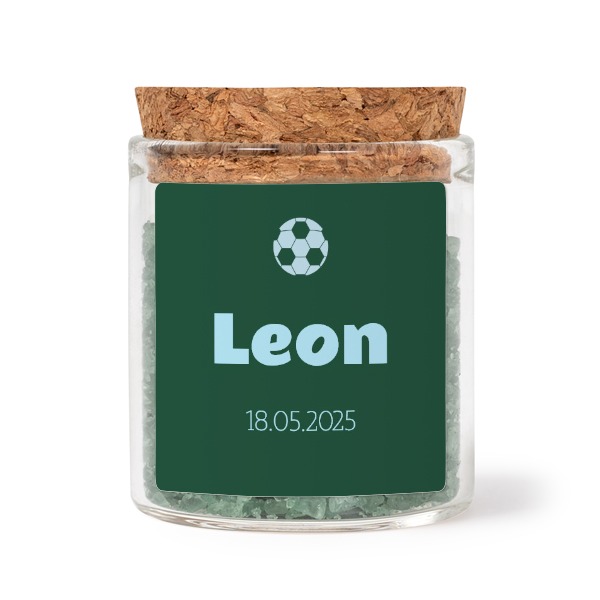 Mini bocal avec stickers carré et sel de bain vert (lot de 12)