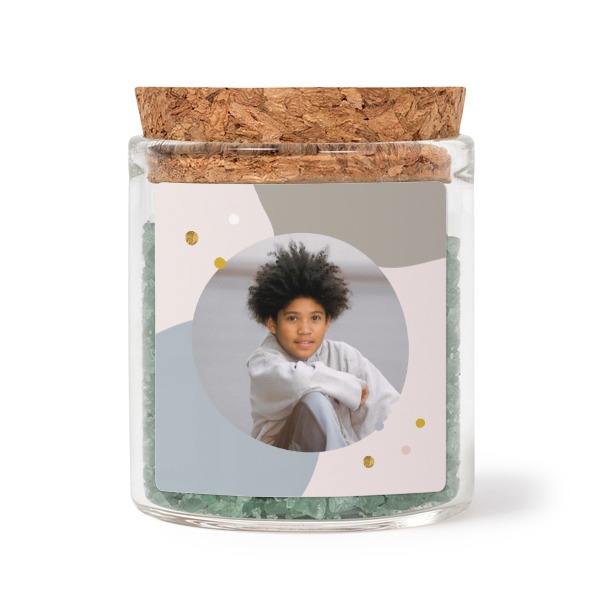 Bokaaltjes met vierkante stickers en groen badzout (set van 12)