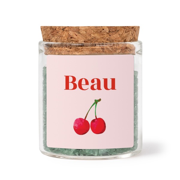 Mini bocal avec stickers carré et sel de bain vert (lot de 12)