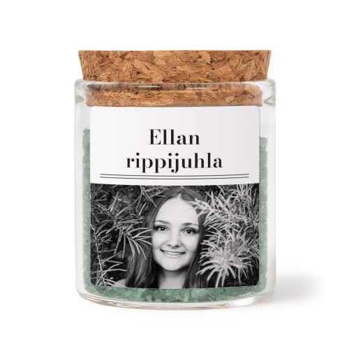 Lasipurkit neliö tarroilla ja vihreällä kylpysuolalla - 12 kpl