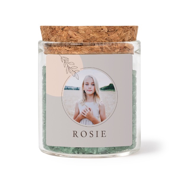 Mini bocal avec stickers carré et sel de bain vert (lot de 12) Mini bocal avec stickers carré et sel de bain vert (lot de 12)