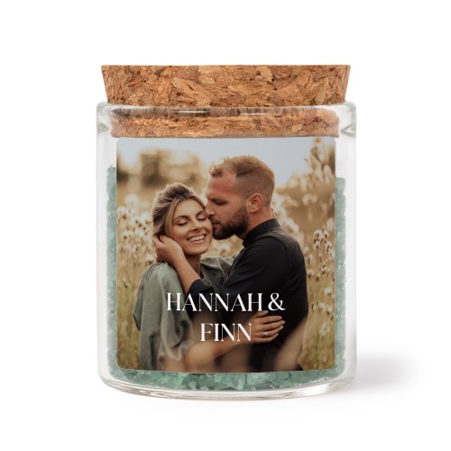 Glasburkar med fyrkantiga klistermärken och grönt badsalt - 12 st