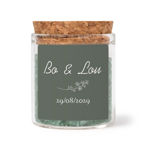Mini bocal avec stickers carré et sel de bain vert (lot de 12) Mini bocal avec stickers carré et sel de bain vert (lot de 12)