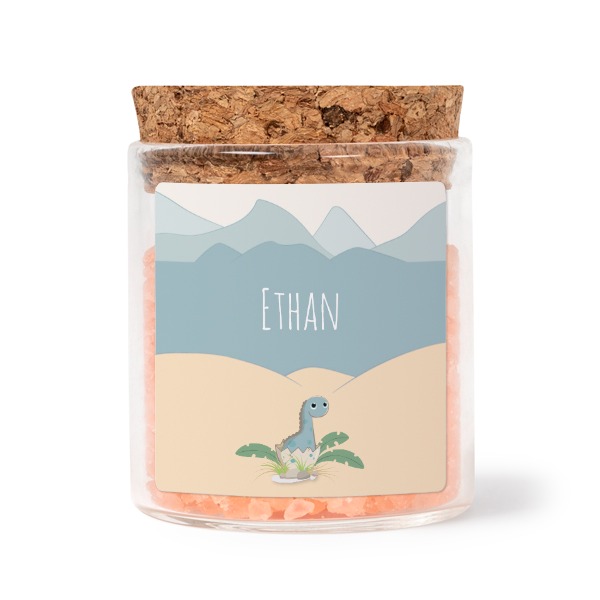 Glasburkar med fyrkantiga klistermärken och rosa badsalt - 12 st