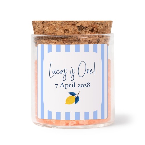 Bokaaltjes met vierkante stickers en roze badzout (set van 12)