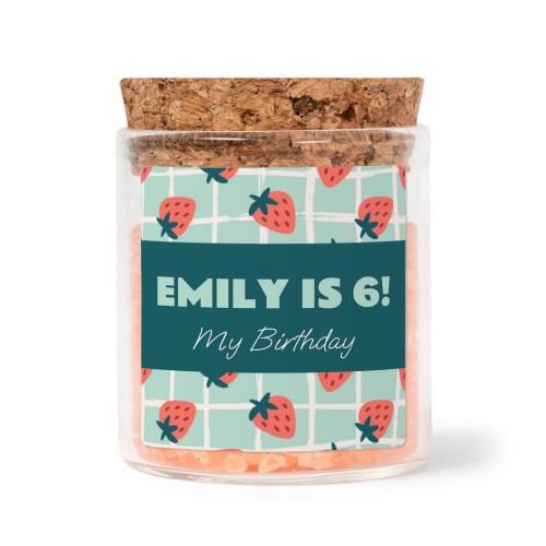 Lasipurkit neliö tarroilla ja vaaleanpunaisella kylpysuolalla - 12 kpl