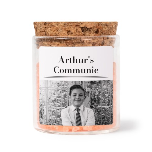 Glazen potjes met vierkante stickers en roze badzout (set van 12)