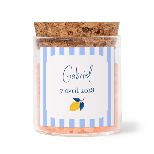 Mini bocal avec stickers carré et sel de bain rose (lot de 12)