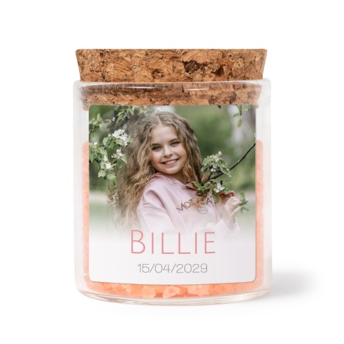 Mini bocal avec stickers carré et sel de bain rose (lot de 12) Mini bocal avec stickers carré et sel de bain rose (lot de 12)