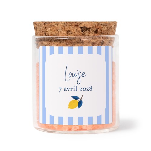 Mini bocal avec stickers carré et sel de bain rose (lot de 12)