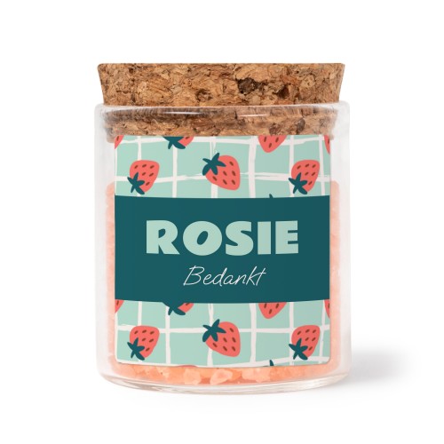 Bokaaltjes met vierkante stickers en roze badzout (set van 12)