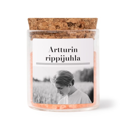 Lasipurkit neliö tarroilla ja vaaleanpunaisella kylpysuolalla - 12 kpl