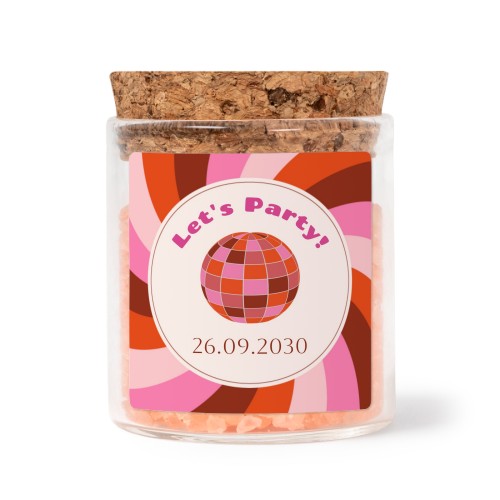 Mini bocal avec stickers carré et sel de bain rose (lot de 12)