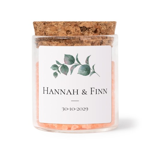 Glasburkar med fyrkantiga klistermärken och rosa badsalt - 12 st