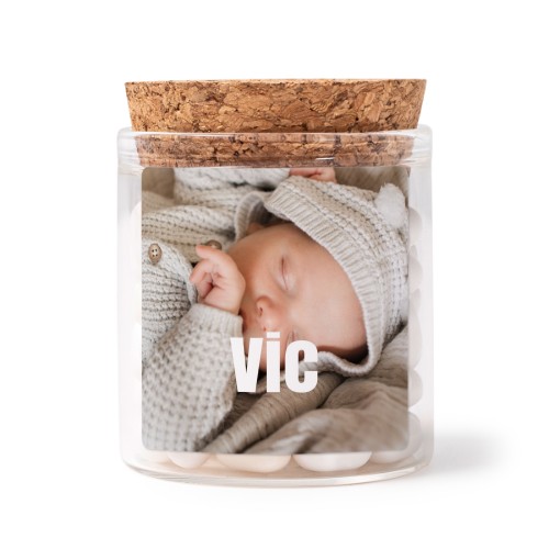 Glass jars with square stickers - set of 12