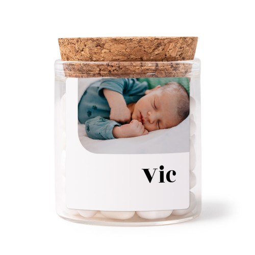 Glass jars with square stickers - set of 12 Glass jars with square stickers - set of 12
