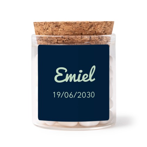 Glass jars with square stickers - set of 12