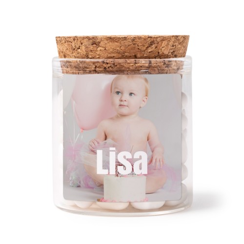 Mini-Glas personalisiert mit quadratischem Sticker - 12 Stk.