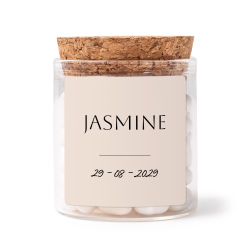 Glass jars with square stickers - set of 12