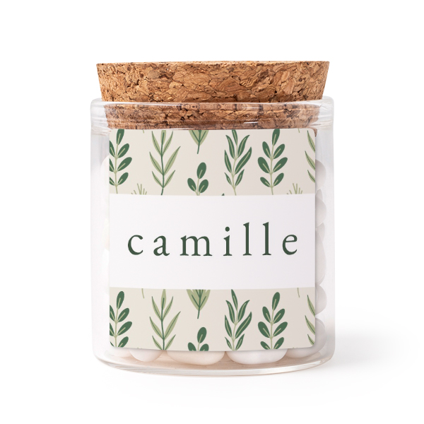 Glass jars with square stickers - set of 12